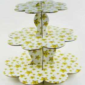 Resim Muffin Kek Cupcake Standı 40 cm Gülen Yüz Sunum Kek Pasta Sunum 3 Katlı Kek Kurabiye Sunum Standı 