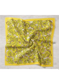 Resim Silk Home Sarı Tivil İpek Eşarp 11434-03 Çiçek Desen Çok Renkli 