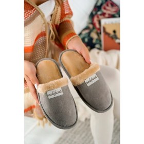 Resim Içi Kürklü Ev Terliği Peluş Yıkanabilir Yünlü Kadın Terlik Misafir Çeyiz Bohça Gelin Terliği 