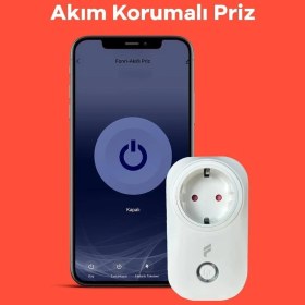Resim Fonri Wi-Fi Akıllı Priz Akım Korumalı Uzaktan Kontrol ve Enerji Takibi Özellikli Beyaz 