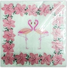 Resim Çiçekli Flamingo Baskılı Peçete 