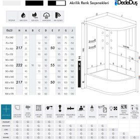 Resim Asimetrik Küvetli Kompakt Duşakabin | Dina - 90x150 / Beyaz / Küvetli 