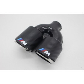 Resim Akrapoviç Çiftli Karbon Egzoz Ucu M Logolu 2x100 Parlak Sağ 