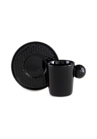 Resim Jumbo Golfline Siyah 2'li Tabaklı Kahve Fincan Takımı 90 Cc Diğer 