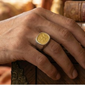 Resim makeitbylove Sultan Şövalye Antik Roma Sitil Sikke 925k Gümüş Erkek Yüzüğü - Miras ve Güç Sembolü- Hediye 