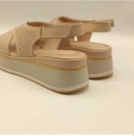 Resim Athena Pudra Deri Dolgu Topuk Sandalet Pudra 