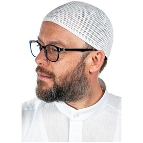 Resim Lüks Çelik Örme Namaz Takkesi Beyaz 1 Adet 