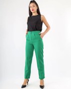 Resim Queen's Klasik Düz Kesim Büyük Beden Pantolonlar 232694254 Yeşil 