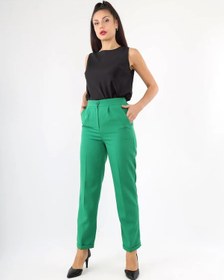 Resim Queen's Klasik Düz Kesim Büyük Beden Pantolonlar 232694254 Yeşil 