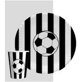 Resim Taraftar Siyah Beyaz 8 Tabak, 8 Bardak 