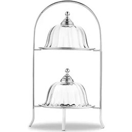 Resim Storemax Alula 2 Katlı Cam Kapaklı Kek Fanusu Silver 