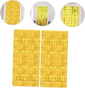 Resim BulutRetail Altın Renk Disko Dikdörtgen Kesim Kapı Perdesi Altın 