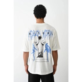 Resim Marsilyan Baskılı Oversize T-Shirt - Beyaz - 