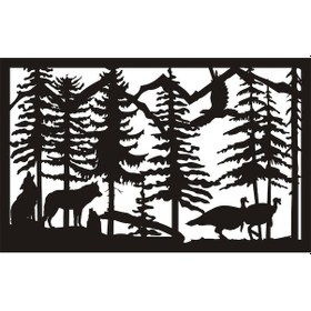 Resim Kurtlar Hindiler Ve Orman Temalı Oto Motor Laptop Duvar Folyo Sticker 20x12 Cm 