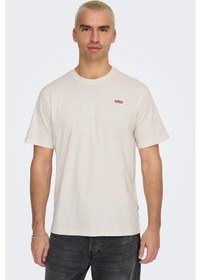 Resim Only & Sons Erkek Onsdawson Regular Fit Kısa Kollu %100 Pamuk T-shirt 22033190 Ekru Ekru 