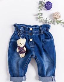 Resim Oyuncak Ayıcıklı Kız Bebek Kot Pantolon Denim Pantolon 