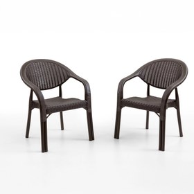 Resim Evdemo Bamboo 2'li Rattan Sandalye Kahve 