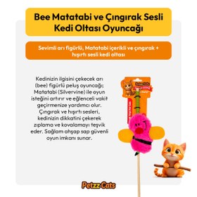 Resim PetzzCats Bee Matatabi ve Çıngırak Sesli Kedi Oltası Oyuncağı Pembe 42 Cm 