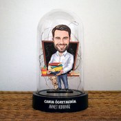 Resim Beyaz Gömlekli Öğretmen Karikatürlü Fanus Biblo 