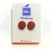 Resim Wonderway Polimer Kil El Yapımı Küpe - Bordo Düğme Küpe 
