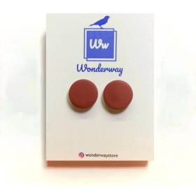 Resim Wonderway Polimer Kil El Yapımı Küpe - Bordo Düğme Küpe 