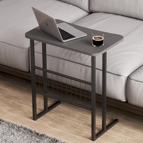 Resim interGO Metal Ayaklı Laptop Sehpası Koltuk Sehpası Kahvaltı Masası Çalışma Sehpası - Koyu Gri 