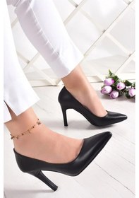 Resim Erkan Saçmacı Veronica Siyah Vegan Sivri Burun İnce Topuklu Stiletto Ayakkabı 