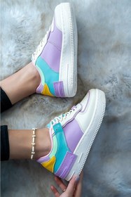 Resim Blyss Kadın Bej Lila Sarı Spor Ayakkabı Renkli Model Sneaker 