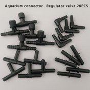 Resim Bir Set (20 adet) Akvaryum Aksesuarları, Bağlantılar, 5 Düz/Uçlu/Açılmış + Regülasyon Valfleri, Hortum Bağlantıları, 4Mm Borular, Güç Kaynağı Gerektirmez, Pilsiz 