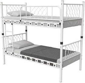 Resim Reyo Metis Genç Çocuk Yatak Odası Metal Beyaz Ranza 90x190 