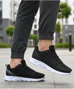 Resim LUTTOON Siyah Erkek Sneaker Günlük Spor Ayakkabısı Esnek Tabanlı Rahat Ergonomik Ortopedik 4138 