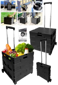 Resim STAXX POWER Katlanır Fonksiyonlu Koli Yük Paket Taşıma Pazar El Arabası Alışveriş Sepeti Bagaj Fuar Arabası 80KG 