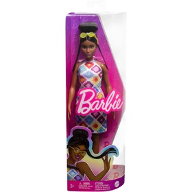Resim Barbie Fashionistas Bebeği Topuz Saçlı ve Örgü Elbiseli HJT07 - 3+ Yaş 