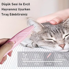 Resim Valkyrie Kedi Köpek Pati Tüy Kesme Makinesi Sessiz Hassas Bölge Traş Cihazı Seramik Çelik Bıçaklı Pembe 