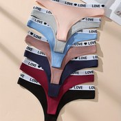 Resim 7'li Paket Seksi Düşük Bel Düz Renk Kadın Tanga, Rahat Esnek Nefes Alabilir İç Çamaşırı, Kadın İç Giyim 