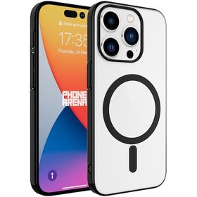 Resim İphone 15 Pro Max Uyumlu Zore Wireless Şarj Özellikli Pixel Magsafe Kılıf-siyah Siyah 