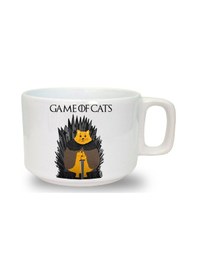 Resim Game Of Cats Baskılı Seramik Beyaz Kahve Kupası 