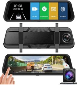 Resim LinaS 9,66 Inç Dokunmatik Ekranlı 2 Kameralı 1440p Çözünürlüklü Ayna Araç Kamerası 