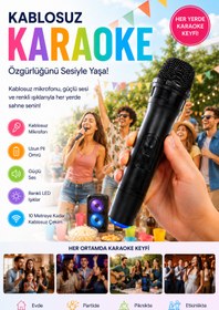 Resim Zineets Işıklı Büyük Boy Party Box Bluetooth Hoparlör Taşınabilir Şarjlı Ses Sistemi Kablosuz Karaoke Mic 