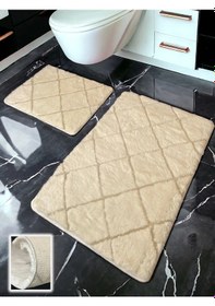 Resim Savera Ekru 2li Banyo Paspası 60x100 50x60 Cm Ekru 
