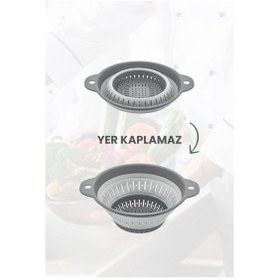 Resim Katlanabilir Yuvarlak Süzgeç 1,8 Litre Gri 