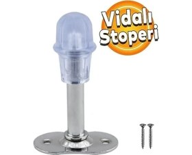 Resim SDT Group Kapı Stoperi Tamponu Krom 8 cm Metal Kapı Durdurucu Tutucu Kapı Stopu Silikonlu 