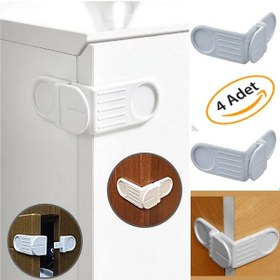 Resim Çocuk Bebek Dolap Kapak Kapı Köşe Koruma Kilidi Vidasız Koruyucu 8 x 7.5 CM Çok Renkli 
