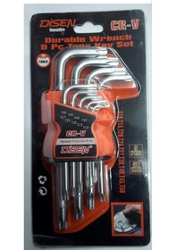 Resim Dizen 9 Parça Yıldız Kısa Alyan Seti Profesyonel Torx Delikli 