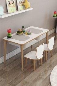 Resim moniev Çocuk Çalışma Masası Oyun Ve Etkinlik Masası Yaz Sil Çiftli Masa Sandalyeli 