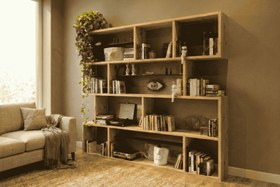Resim WOODESK YONCA MASİF AHŞAP KİTAPLIK, NATURAL RENK, 200X200 CM 