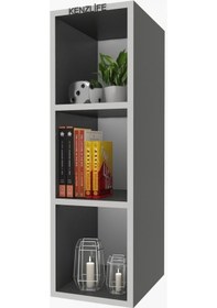 Resim Kenzlife Mutfak Dolabı Itır 090.030.30 Gri 2 Raflı Kapaksız Ofis Banyo Kiler Evrak Kitaplık 
