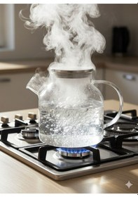 Resim 1800 Ml Metal Kapaklı Isıya Dayanıklı Cam Bitki Çayı Demliği Şeffaf 