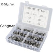 Resim Kosona 304 Paslanmaz Çelik Tek Kulaklı Sonsuz Kelepçe Seti, 130 Adet 356g , 6-29.6mm Çap Aralığı, Dayanıklı, Paslanmaz, Kolay Kurulum, Çok Amaçlı 