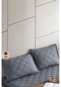 Resim Formeya Pamukkale Alez Gri %100 Pamuk Kapitone Yastık Koruyucu Alez 2 Adet 50X70 